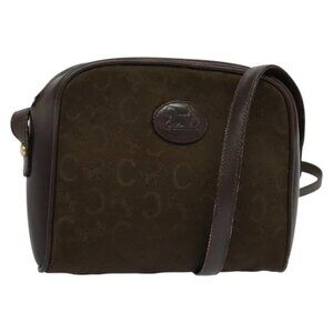 Authentic CELINE C Sulky Shoulder Bag Canvas Brown Gold